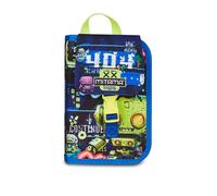 Mitama School Pencil Case 4 Zip, Blue, Triple Compartment Pen Holder Complete with Pens, Pencils, Colours, Accessories Backpack, Elementary School, Children, Blue, Modern