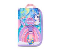 Mitama School Pencil Case 4 Zip, Lilac, Triple Compartment Pen Holder Complete with Pens, Pencils, Colours, Accessories Backpack, Elementary School, Girl, Lilac, Modern