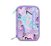 Mitama School Pencil Case with 3 Compartments, Double Diamond with Markers, Pencils, Crayons etc.