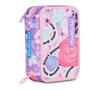 Mitama School Pencil Case with 3 Compartments, Love & Shine with Markers, Pencils, Crayons etc., multi-coloured, Taglia Unica