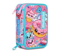 Mitama SWEET DONUTS School Pencil Case with 3 Compartments, with Markers, Pencils, Crayons etc., multi-coloured, Taglia Unica
