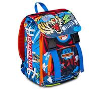 Mitama Tiger Wild Expandable Backpack with Front Pocket, Blue and Red, Elementary School and Leisure, Boy, blue, Taglia unica, Rucksack Backpacks