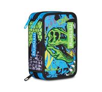 Mitama Triple Mitarex 3 Pocket School Pencil Case 47 Pieces Complete with Pencils, Felt Tip Pens, Pencil Holder for Primary School for Kids, Black, Modern, Black, Modern