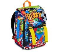 Mitama Urban Game Expandable Backpack with Front Pocket, Blue and Orange, Elementary School and Leisure, Boy, blue, Taglia unica, Expandable Backpack