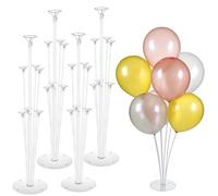 Mitavo 4 pcs Balloon Stand with 28 Balloons, Balloon Tree, Balloon Sticks Holder for Wedding, Birthday, Party, Transparent, Rose Gold, silver