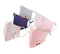 Mitavo 5 pcs Kids Face Masks, Mouth and Nose Cover, Washable Cloth Mask for Children, Adjustable Elastic Strap, Breathanle, Reusable, 100% Cotton