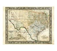 Mitchell 1860 Map Texas County USA State Art Print Canvas Premium Wall Decor Poster Mural