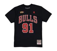 Mitchell And Ness Chicago Bulls Name & Number Dennis Rodman T-shirt Black