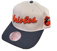 Mitchell & Ness Baltimore Orioles MLB Off Word Pro Snapback Hat Cap - Off White, Off-white, One size
