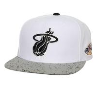 Mitchell & Ness Cement Top Snapback Adjustable Cap, Miami Heat White/Silver, One size