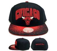Mitchell & Ness Chicago Bulls New Spray Paint Black Red Era Snapback Hat Cap, Black, One size