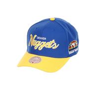 Mitchell & Ness Denver Nuggets NBA Team Script 2.0 Blue Yellow Adjustable Curved Snapback Cap