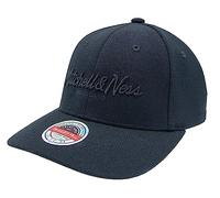 Mitchell & Ness INTL230 Black On Black Branded Pinscript Classic Red Stretch Snapback Cap Adjustable Fit