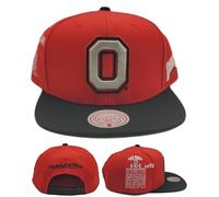 Mitchell & Ness Ohio State University Buckeyes New Retro Team Origins Red Black Era Snapback Hat Cap, Red, One size