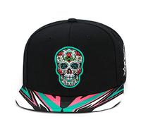 Mitchell & Ness San Antonio Spurs Snapback Hat - Black/Fiesta Skull - Dia de Muertos/Day of The Dead - Cap for Men, Black, Adjustable