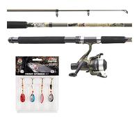 Mitchell Tanager Camo, Fishing Rod and Reel Combo, Spinning Combos, Allround Fishing, with line and lures for fishing for trout and perch, Unisex, Green camouflage, 1.8m