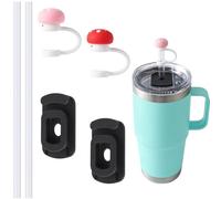 MITCHENIFY Silicone Straw Lid Accessories Set Compatible with YETI 20 oz Travel Mug, Convert Stronghold Cup to Straw Cup, Magnetic Slider Replacement, Including Straws, Spill Stoppers, Straw Covers