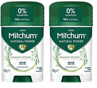 Mitchum Men 24HR Natural Vegan Deodorant Stick with 96% Natural Ingredients (40g) Aluminium Free, Cedarwood Scent, Dermatologist Tested (Pack of 2)