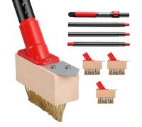 Mitclear 53IN Long-Handle Weed Remover with V-Shaped Brush & Blade Scraper for Block Paving, Garden Path, Patio, Driveway - 3 Brush Heads