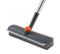 Mitclear Floor Scrubbing Brush Long Handle 47IN, Clean Bathroom Patio, Grey | Scrub Brush, Hard Bristle & Rubber Squeegee, Magic Scrubber for Cleaning Shower Tile Carpet Kitchen Pool Deck, Indoor Outdoor