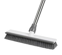 Mitclear Floor Scrubbing Brush with Squeegee/Long Handle(50IN), Hard Tile Scrubber Indoor Magic Broom with Stiff Bristle, Deck Scrub Cleaning Tool for Patio Pool Carpet Wet Room Wooden Floors Kitchen