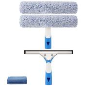 Mitclear Professional Window Cleaning Kit 10IN, Window Cleaner Tool with Silicone Squeegee, Microfiber Scrubber & Cloth, Household Cleaning Equipment for Shower Glass Mirror Door Car, Indoor/Outdoor