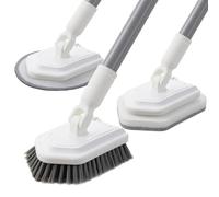 Mitclear Shower Scrub Brush, 3-in-1 Tile Tub Floor Scrubber Bathroom Cleaner with Long Handle(53IN), Scrubbing Brush Cleaning Tools with 3 Detachable Heads for Bath Kitchen Tub Tile Floors Walls