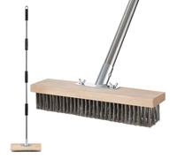 Mitclear Wire Brush Long Handle(57IN), Remove Weed & Moss in Garden Patio | Telescopic Wire Broom Heavy Duty, Stiff Metal Bristle, Deck Algae Remover Tool, Outdoor Floor Scrubbing Brush for Decking