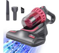 Mite Removal Mattress Vacuum Cleaner with UV Light,10KPa Suction,HEPA Filter, Vacuum Dust Mites Cleaner Handheld Cordless Vacuum,pinkPink+Silver Grey