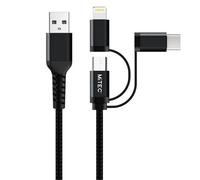 Mitec Usb A - Lightning, Micro-Usb & Usb C Non-Biodegradable Charging Cable, 1M, Black