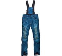 Mitef Men's Warm Thickened Ski Denim Pants Windproof Waterproof Snowboard Pants, Blue, L