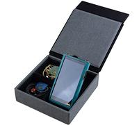 MITER carrying case for DAP + earphone, Handmade Italy PU leather Hard Standing case for 2 IEM earphones + 1 digital audio player Storage carry cover box (4 Earphone Flat Case-Black)
