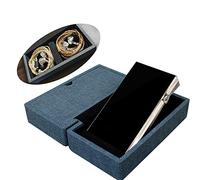 MITER carrying case for DAP + earphone, Handmade Italy PU leather Hard Standing case for 2 IEM earphones + 1 digital audio player Storage carry cover box (Large Indigo Blue)