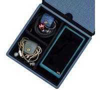 MITER Carrying Case for FiiO iBasso Sony Shanling HiBy Cayin Astell&Kern Questyle, Handmade Acrylic Window Hard Storage Box for IEM Earphones + Digital Audio Player (Acrylic 4 Earphones Case-Blue)