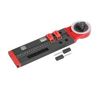 Miter Saw Protractor Metal Angle Measurement Finder Gauge, Accurate Engraved Scale with Bubble Level, Durable ABS Cutting Guide Tool for Woodworking Trim and (Black Red)