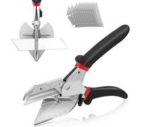 Miter Shears - 45 to 135 Degree Multi Angle Trim Cutter - with Safety Lock Hand Tools and 12 SK5 Alloy Spare Blades - Mitre Shears Angle Cutter for Cutting PVC Wire Duct Beading Wood Moulding Plastic
