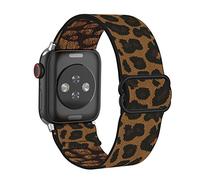 MITERV Stretchy Nylon Loop Bands Compatible with Apple Watch 38mm 40mm 41mm 42mm 44mm 49mm Adjustable Soft Elastics Strap Compatible with Apple Watch SE Ultra iWatch Series 8/7/6/5/4/3/2/1 (1-Leopard,