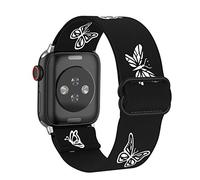 MITERV Stretchy Nylon Loop Bands Compatible with Apple Watch 42mm 44mm Djustable Soft Elastics Strap Compatible with Apple Watch SE iWatch Series 6/5/4/3/2/1 42mm 44mm Butterfly