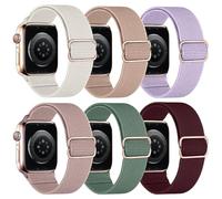 MITEV 6 Pack Stretchy Solo Loop Compatible with Apple Watch Band 38mm 40mm 41mm 42mm 44mm 45mm 49mm Women Men,Soft Nylon Elastic Braided Strap Wristband for iWatch Series Ultra 10 9 8 7 6 5 4 3 2 1 SE