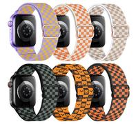 MITEV 6 Pack Stretchy Solo Loop Compatible with Apple Watch Band 38mm 40mm 41mm 42mm 44mm 45mm 49mm Women Men,Soft Nylon Elastic Braided Strap Wristband for iWatch Series Ultra 10 9 8 7 6 5 4 3 2 1 SE