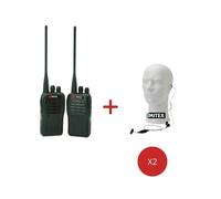 Mitex General Twin Pack + 1-Wire Earpiece A set of UHF handheld radios with a 1-Wire earpiece and inline PTT