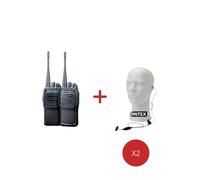 Mitex PMR446 Xtreme2 Twin Pack + 1-Wire Earpieces Rugged IP66-Rated Two-Way Radios for Demanding Environmentsv with 1-Wire earpiece