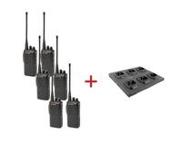 Mitex Site Six Pack + 6-Way Charger Licensed 5 Watt Two-Way Radio tailored for the construction industry