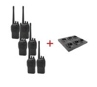 Mitex Sports Six Pack + 6-Way Charger Robust 5W VHF handheld radio for sports and outdoors, complete with included charger.