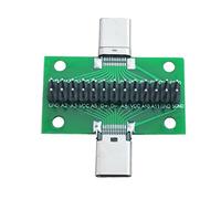 Mitheuum USB Type C Test Board for Prototyping with Pins 20.6x36.2 mm Green | Compact USB Type C test board with pins, green PC+metal, 20.6x36.2 mm footprint and 2.54 mm pitch for rapid prototyping.