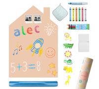 MITHREEL Children's Magnetic Whiteboard House Shaped Wall Sticker, Sand Colour 100 x 80 cm, with Chalk and Animal Magnets (Sand 100 x 80 cm)