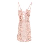 MITILIANE COUTURE Draped crystal stones short dress - Pink XS-S-M-L