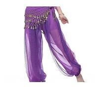 MITINGER Belly Dance Skirt,Women's Belly Dance Skirt Belly Dance Harem Pants Lantern Shiny Pants Fancy Pants Dance Outfit Free Size (Coin Belt Not Included)(Purple)
