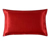 MITINGER Pure Silk Pillowcase Silk Oxford Pillowcase 1pc 19mm Both 2 Sides Pillow Case Cover Envelope Back Printed Colors Solid Multicolor(Wine red,Queen)