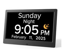 Mitoart 10.1 Inch Digital Alarm Clock with Date and Day of Week for Dementia Seniors, Clear Large Screen, Multiple Alarm Sets, Auto DST, Designed Specifically for Elderly - Black